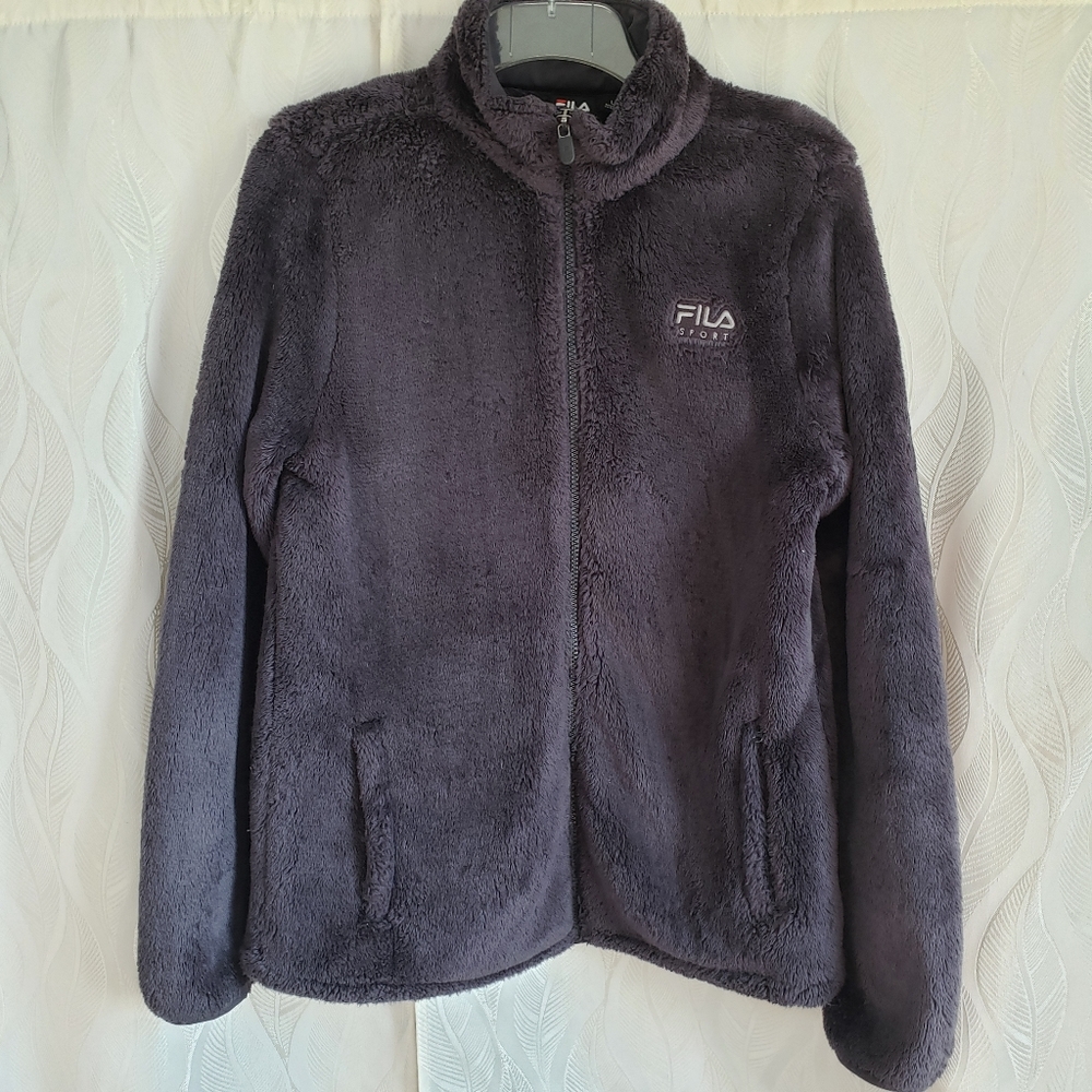 Fila Sport Dark Gray Soft Fuzzy Full Zip Jacket